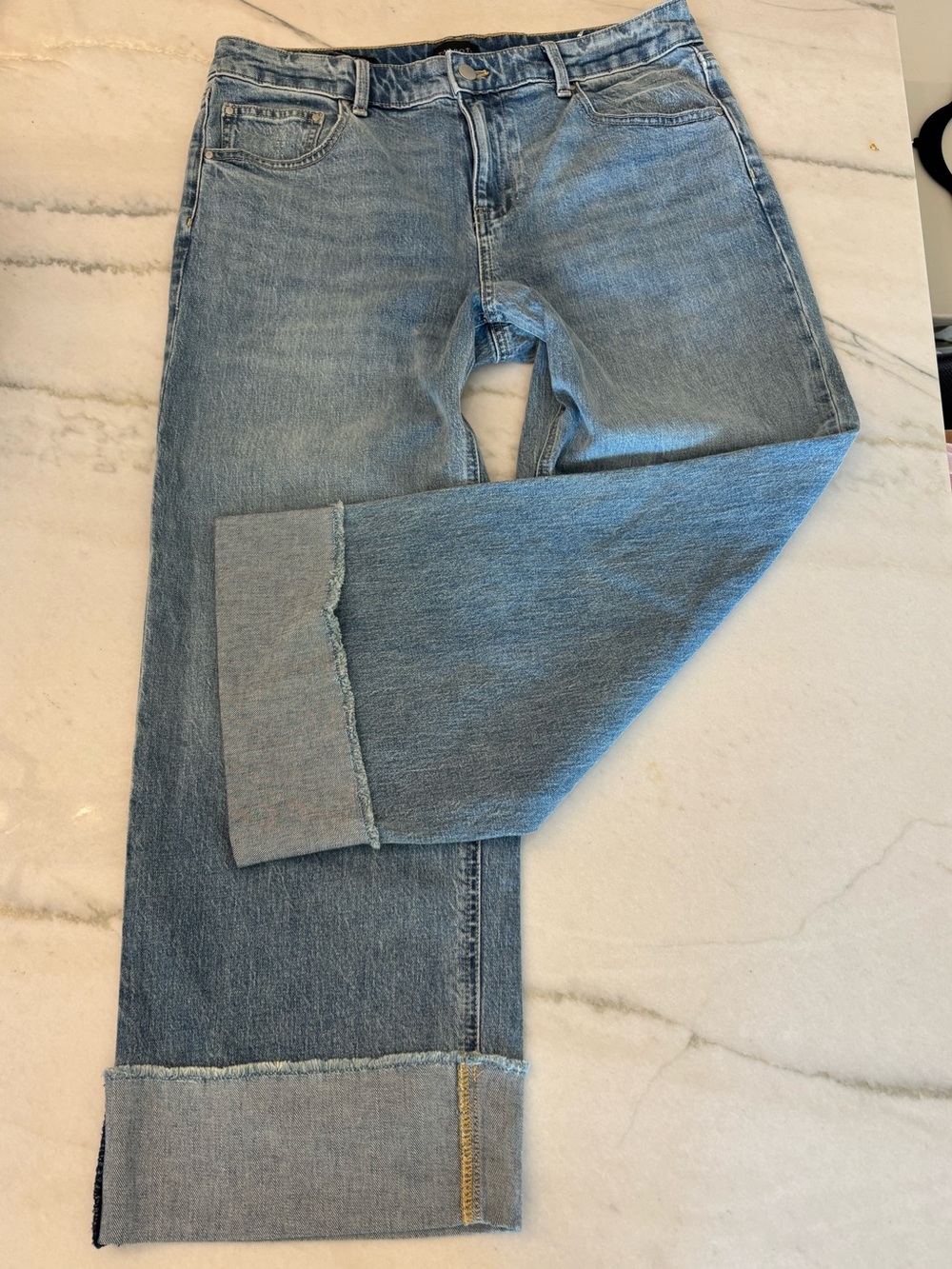 Talbots Wide Leg Cuffed Hem Ankle Baggy Denim Stretch Jeans Fall Size 10